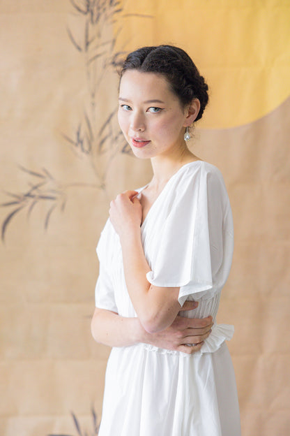 Penelope White Silk-Cotton Dress for Ladies