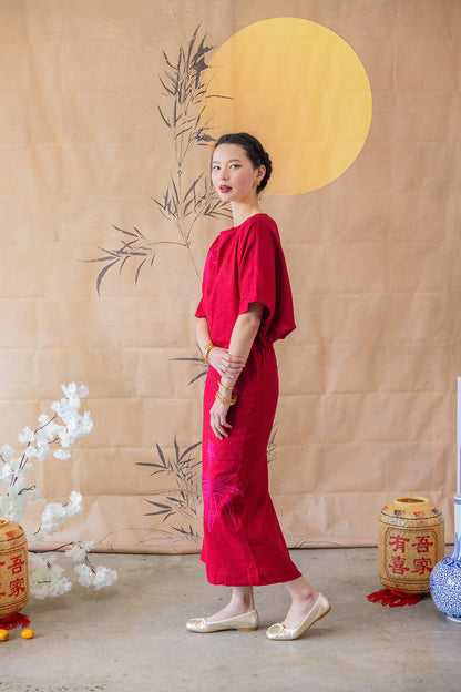 Ruby Embroidery Linen set for Ladies