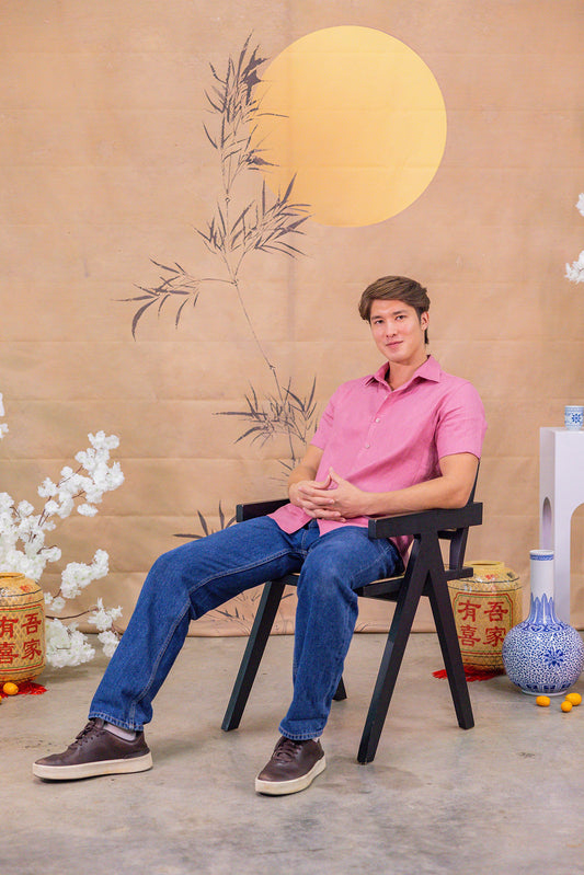 Pink Linen Shirt for Man