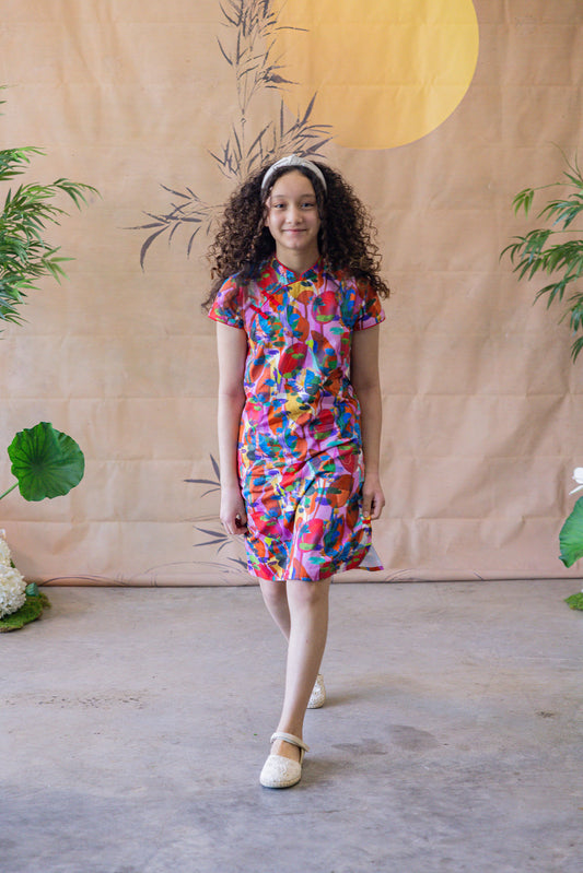 Lotus Cheongsam for Girl - Pink
