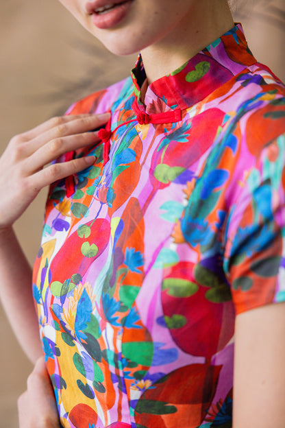Lotus Cheongsam for ladies - Pink