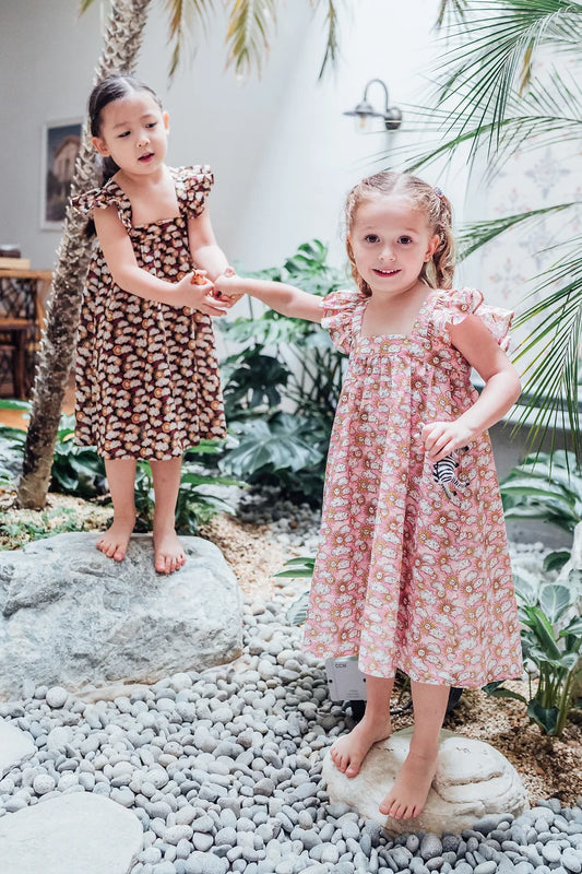 Aria Ruffled Shoulder Dress for Girls