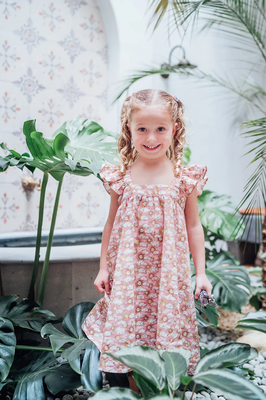 Aria Ruffled Shoulder Dress for Girls