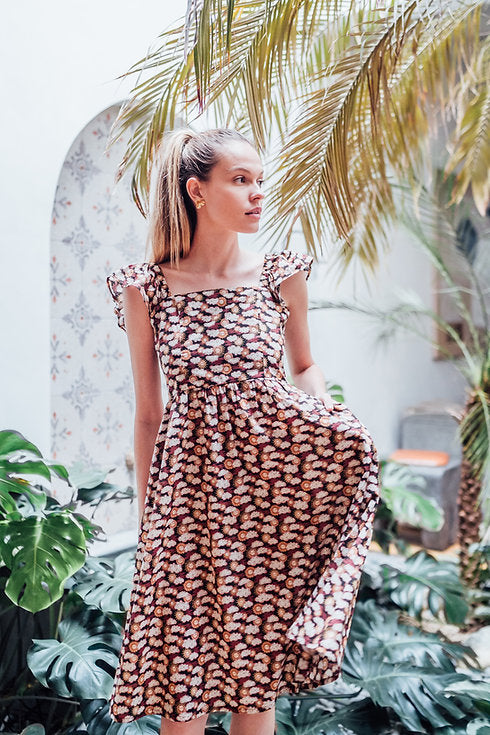 Aria Ruffled Shoulder Dress for Lady
