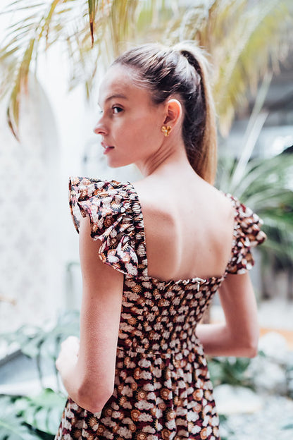 Aria Ruffled Shoulder Dress for Lady
