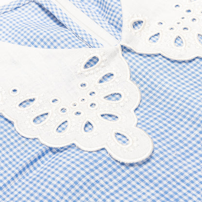 Blue Gingham Linen Dress for Woman