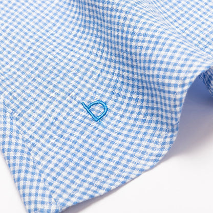 Blue Gingham Linen Dress for Woman