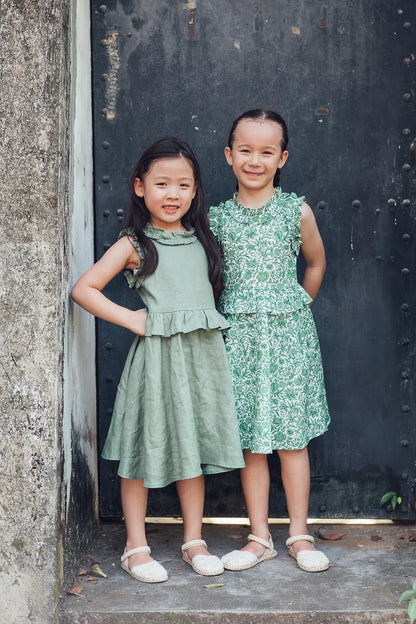 Charlotte Faux Two Piece Ruffle Dress for Girls in Sambourne print