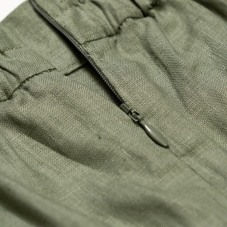 Charlotte vest and skirt set for Ladies in moss green linen