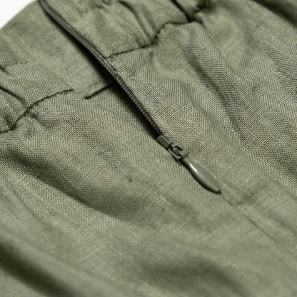 Charlotte vest and skirt set for Ladies in moss green linen
