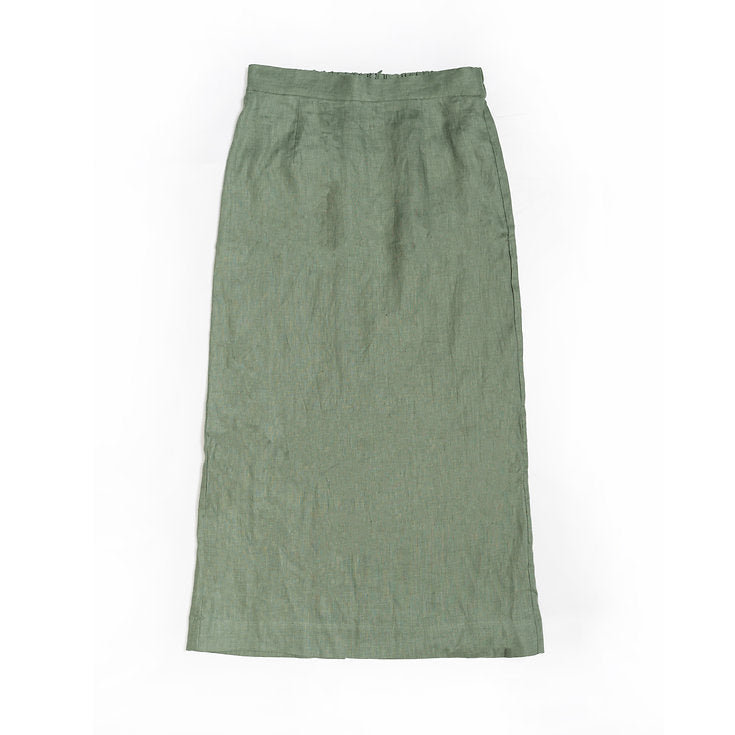 Charlotte vest and skirt set for Ladies in moss green linen
