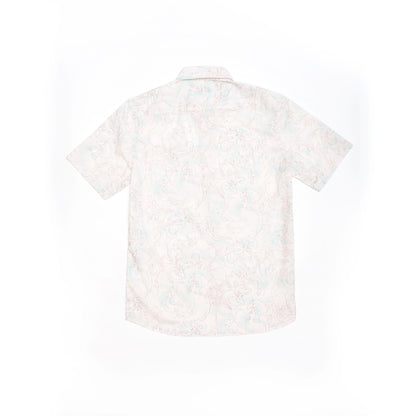 Naz Shirt for Men — White Classic & Red Mandarin Collar