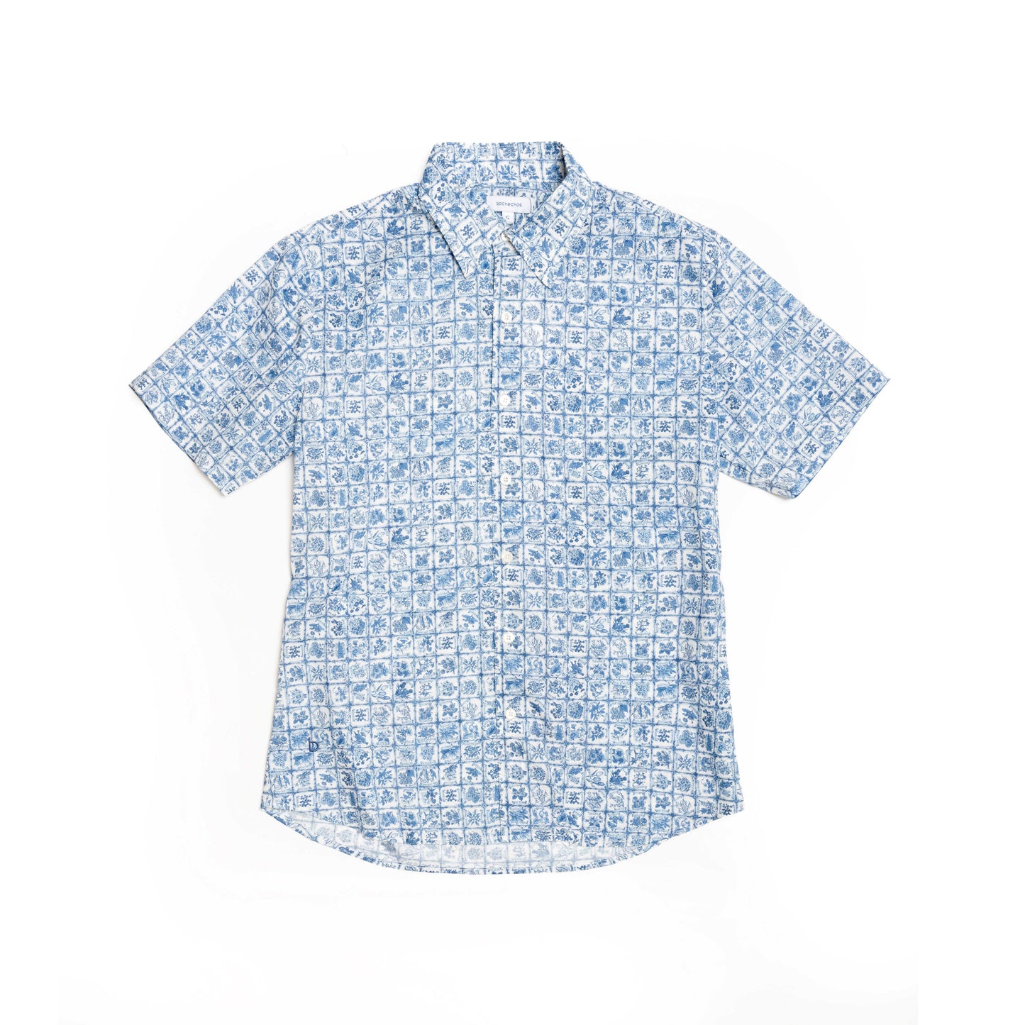 Blue Checked Short Sleeve Shirt for Men