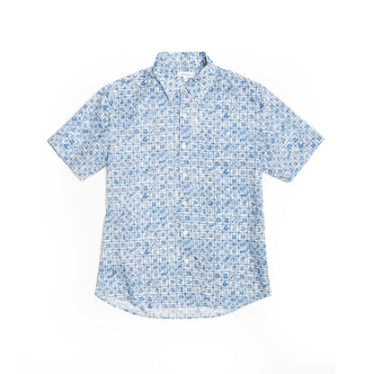 Blue Checked Short Sleeve Shirt for Men