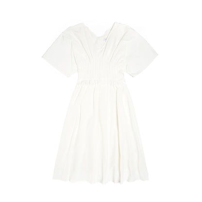 Penelope White Silk-Cotton Dress for Ladies