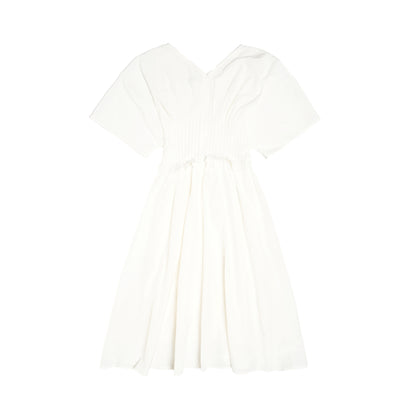 Penelope White Silk-Cotton Dress for Ladies