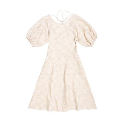 Camelia Cotton-Linen Blend Rose Jacquard Midi Dress for Lady