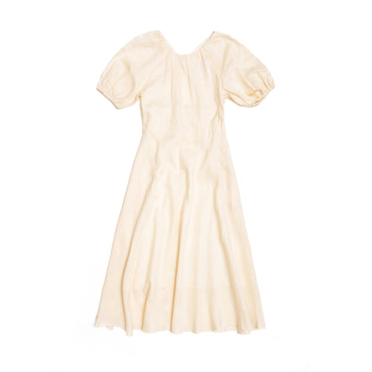Ivory Linen Midi Dress for Lady