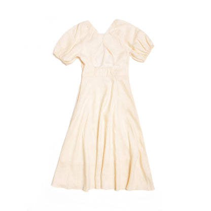 Ivory Linen Midi Dress for Lady