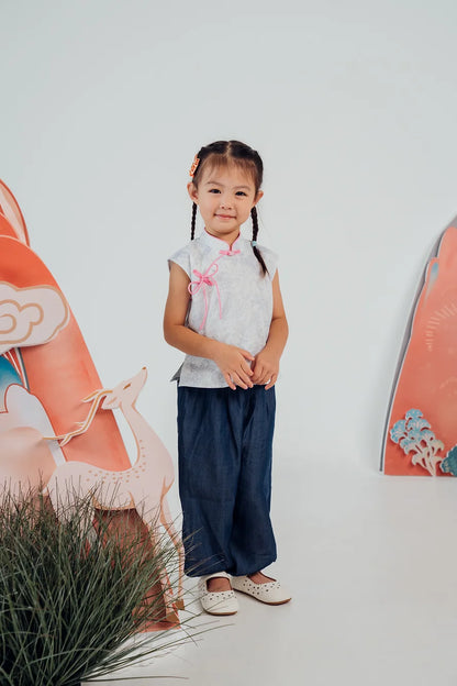 Delaney Dragon Mandarin Collar Top for girls