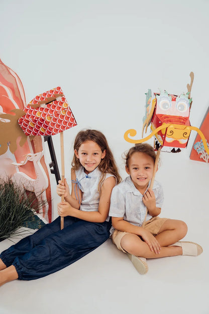 Delaney Dragon Mandarin Collar Top for girls