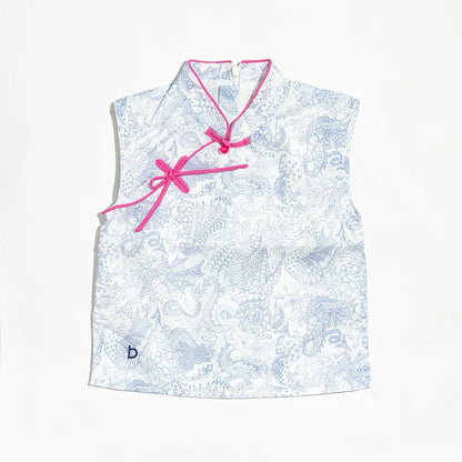 Delaney Dragon Mandarin Collar Top for girls