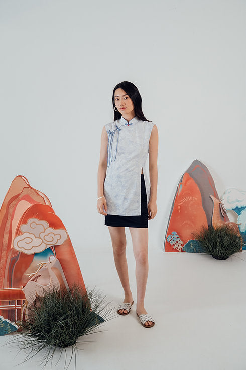 Delaney Dragon Mandarin Collar Top for ladies