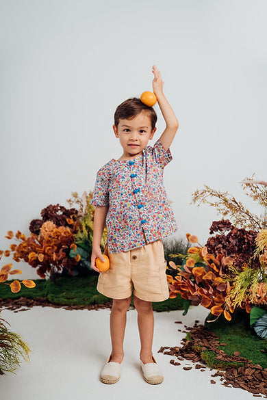 Forest Party Mandarin Collar Shirt for boys