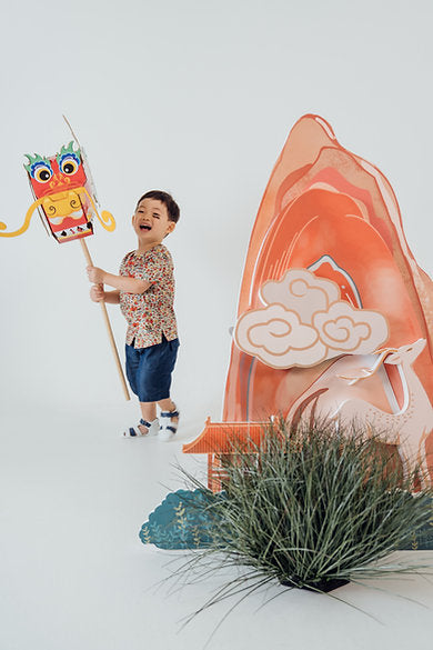 Forest Party Mandarin Collar Shirt for boys
