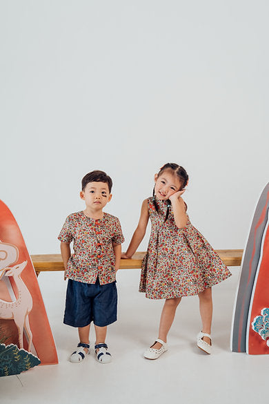 Forest Party Mandarin Collar Shirt for boys