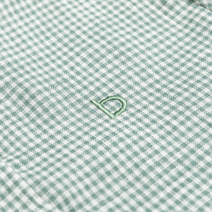 Green Gingham Linen Shirt for boy