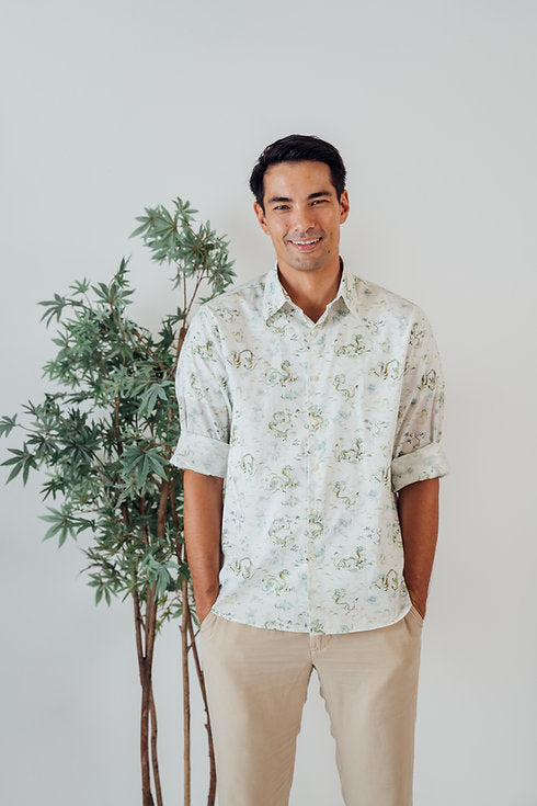 Jade Dragon Long Sleeve Shirt for Men