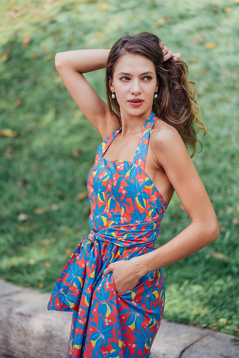 Lana Halterneck Multiway Dress for Ladies in lemon print