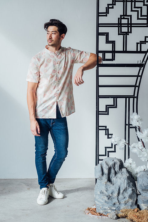 Lucky Rabbit Mandarin Collar Shirt for Men
