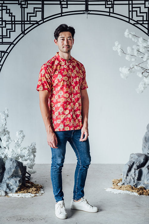 Lucky Rabbit Mandarin Collar Shirt for Men