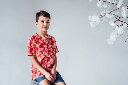 Lucky Rabbit Mandarin Collar Shirt for boys