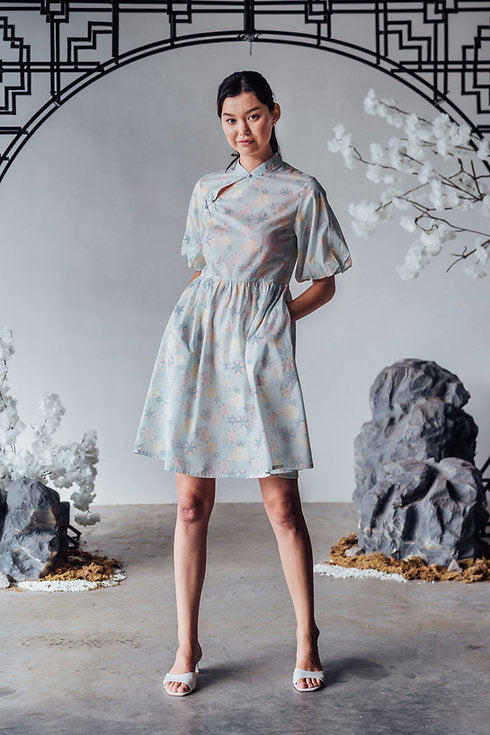Lucky Rabbit Puff Sleeve Cheongsam for Ladies