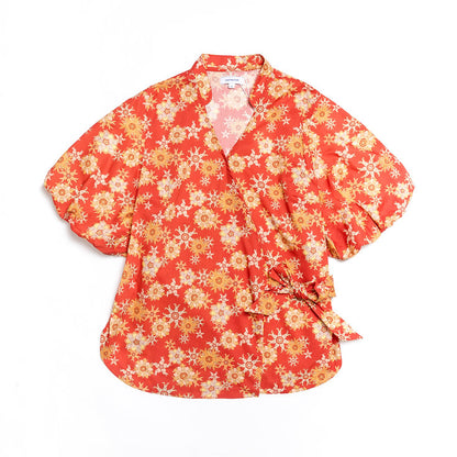 Lucky Rabbit Puff Sleeve Wrap Top for ladies