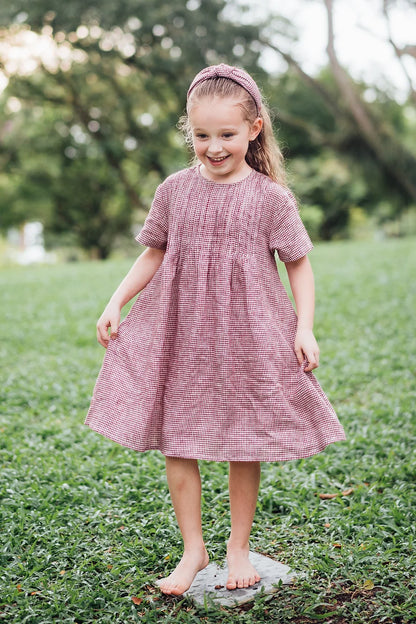 Miranda pleated linen dress for girls