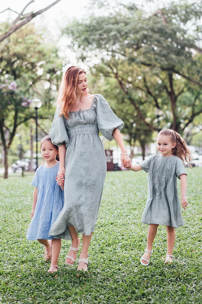 Miranda pleated linen dress for girls