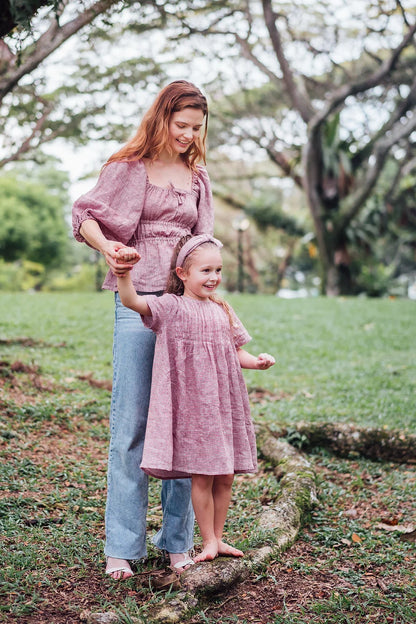 Miranda pleated linen dress for girls