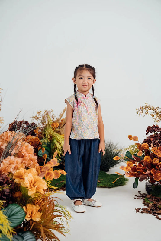 Naiad Mandarin Collar Top for girls