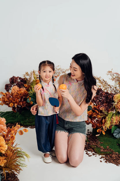 Naiad Mandarin Collar Top for girls