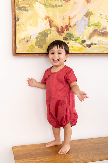 Naz Onesie for Baby Boy — White Classic Romper & Red Mandarin Detail Onesie