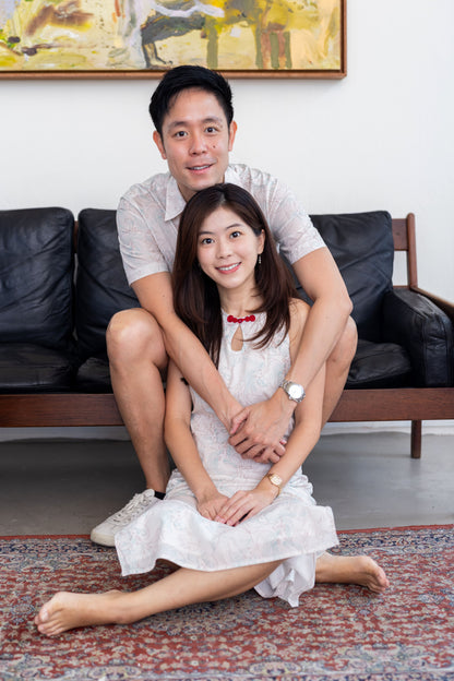 Naz Shirt for Men — White Classic & Red Mandarin Collar