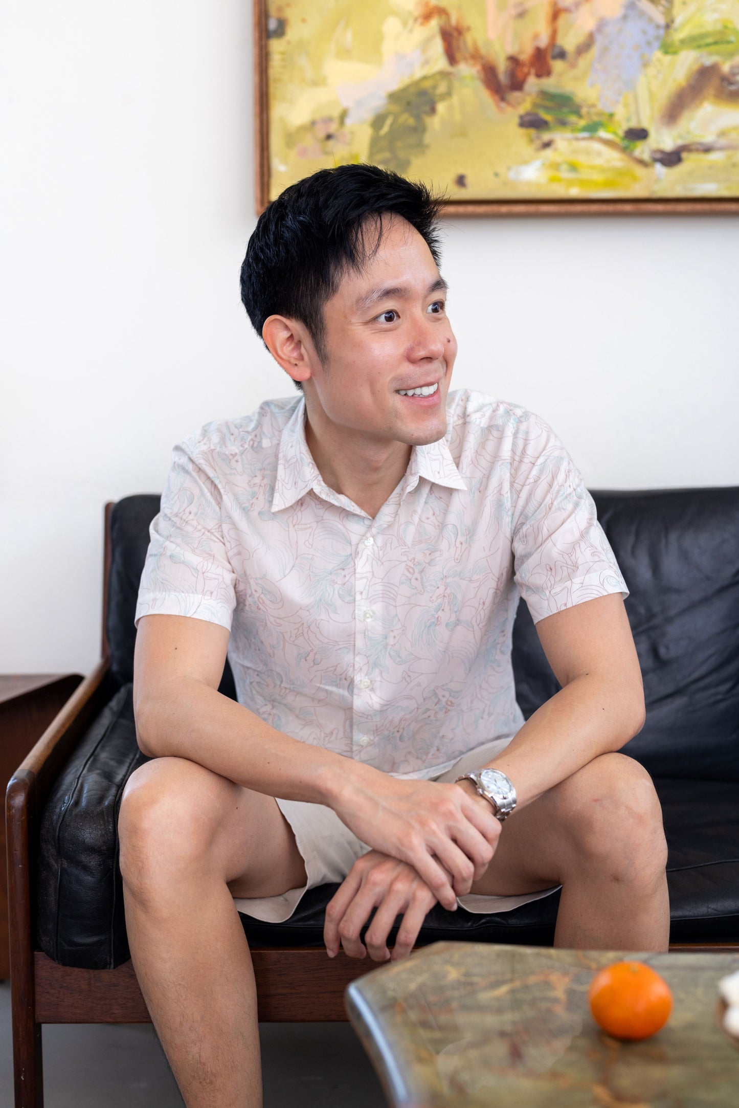 Naz Shirt for Men — White Classic & Red Mandarin Collar