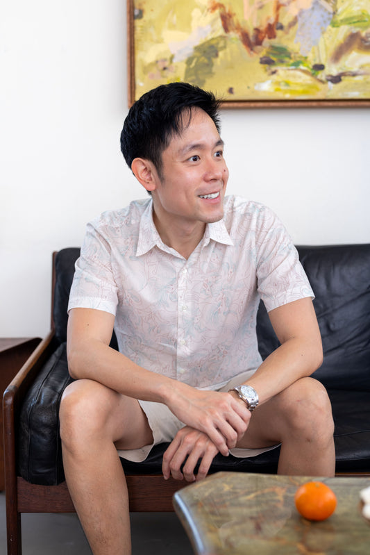 Naz Shirt for Men — White Classic & Red Mandarin Collar