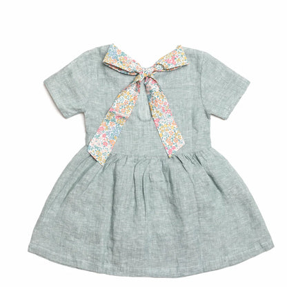 Norah linen dress with bow tie back