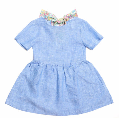 Norah linen dress with bow tie back