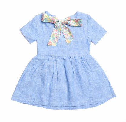 Norah linen dress with bow tie back